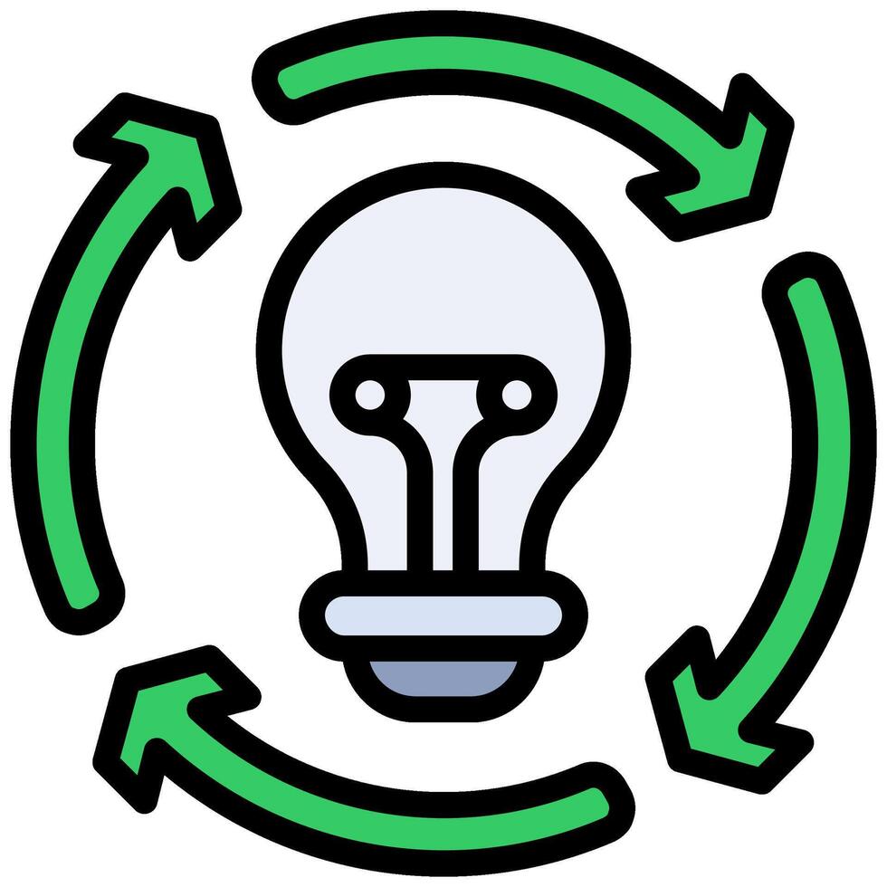 Idea Process Outline Flat Icon, Bulb Outline Flat Icon, Solid Color Outline Flat Icon Symbol vector