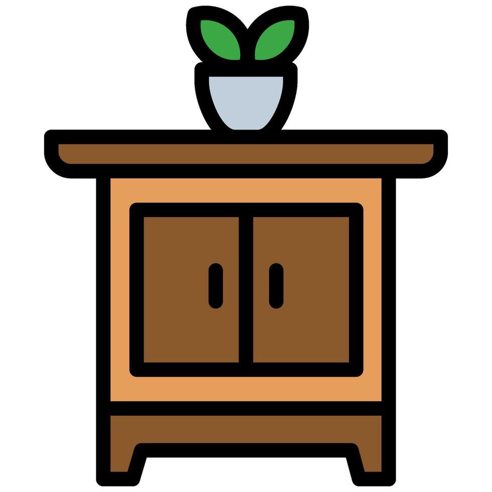 Drawer Icon Design, Outline Flat Design Style Icon, Furniture Icon vector