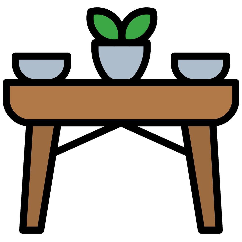 Table Furniture Icon, Outline Flat Design Style Icon, Furniture Icon vector