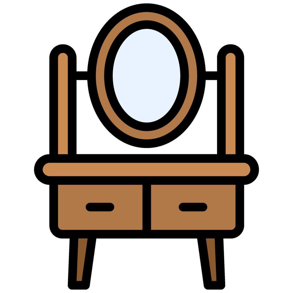 Dressing Table Design Icon, Outline Flat Design Style Icon, Furniture Icon vector