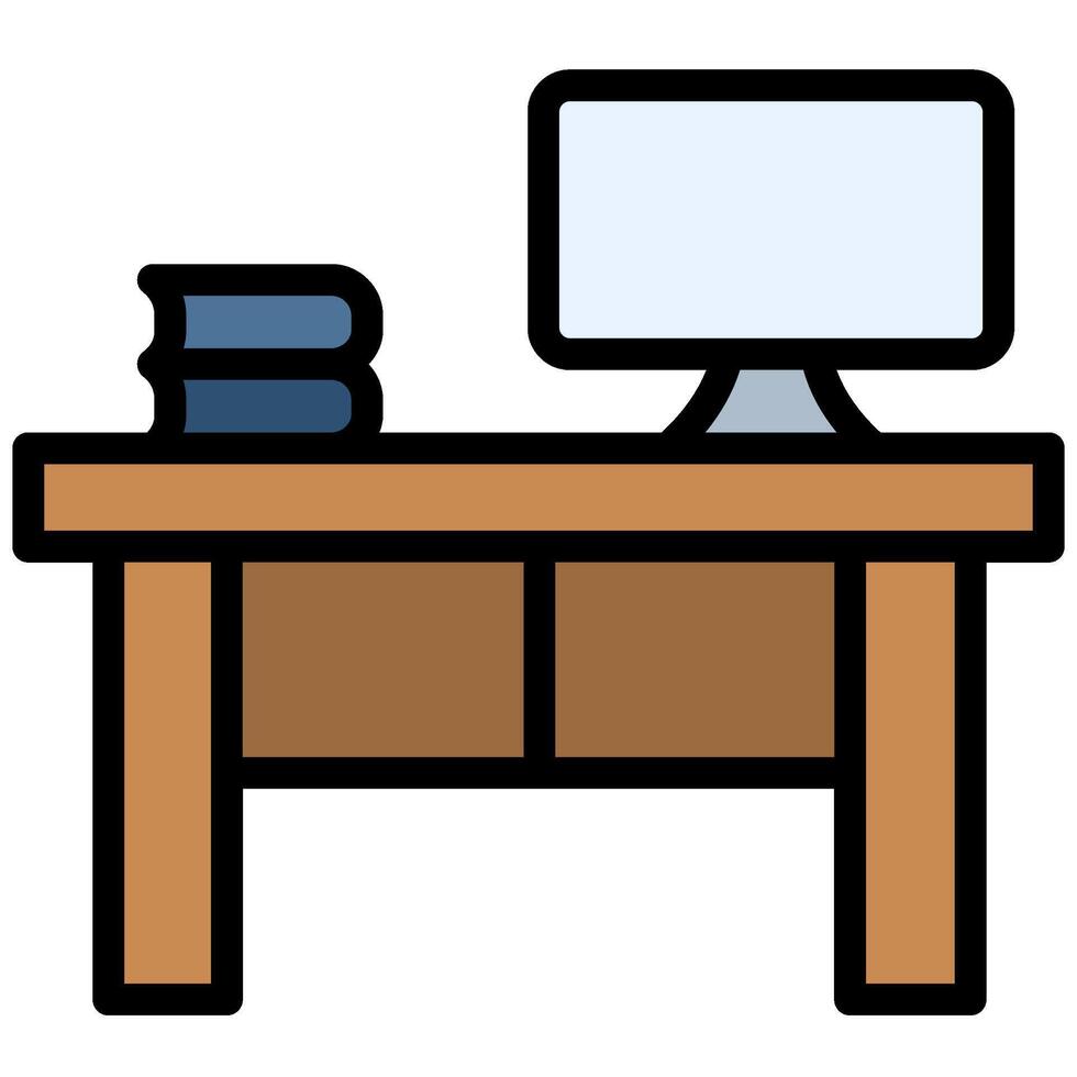 Desk Outline Icon Design, Outline Flat Design Style Icon, Furniture Icon vector