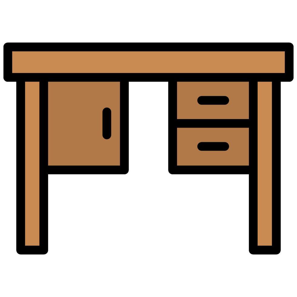 Desk Outline Icon, Outline Flat Design Style Icon, Furniture Icon vector