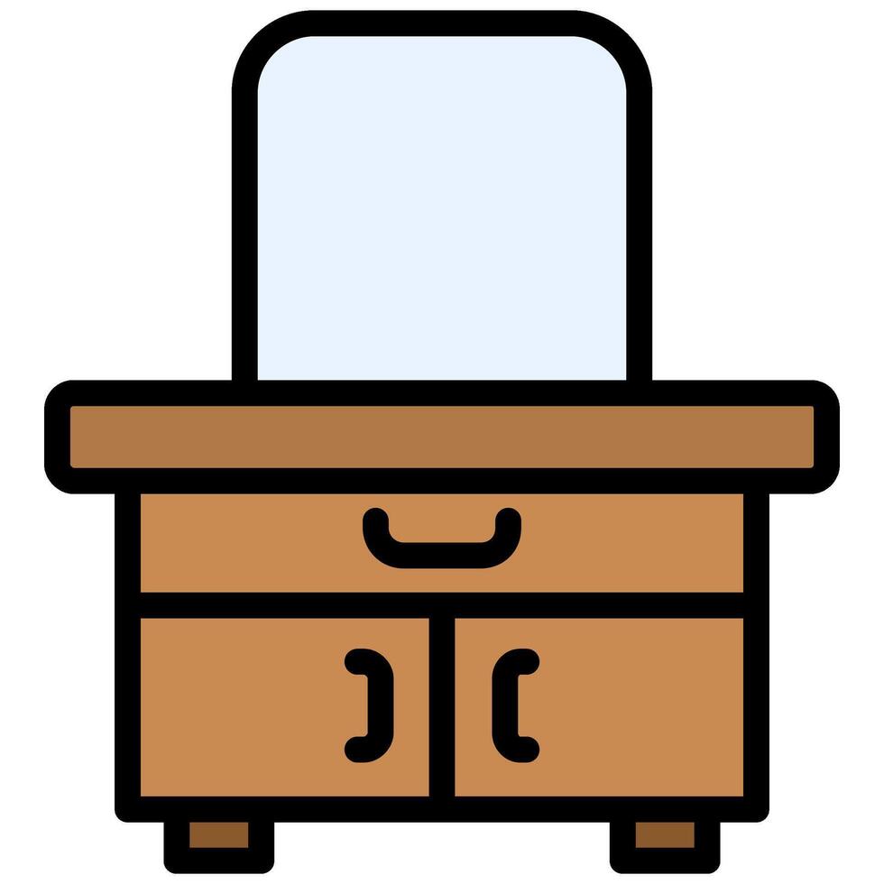 Dressing Outline Table, Outline Flat Design Style Icon, Furniture Icon vector