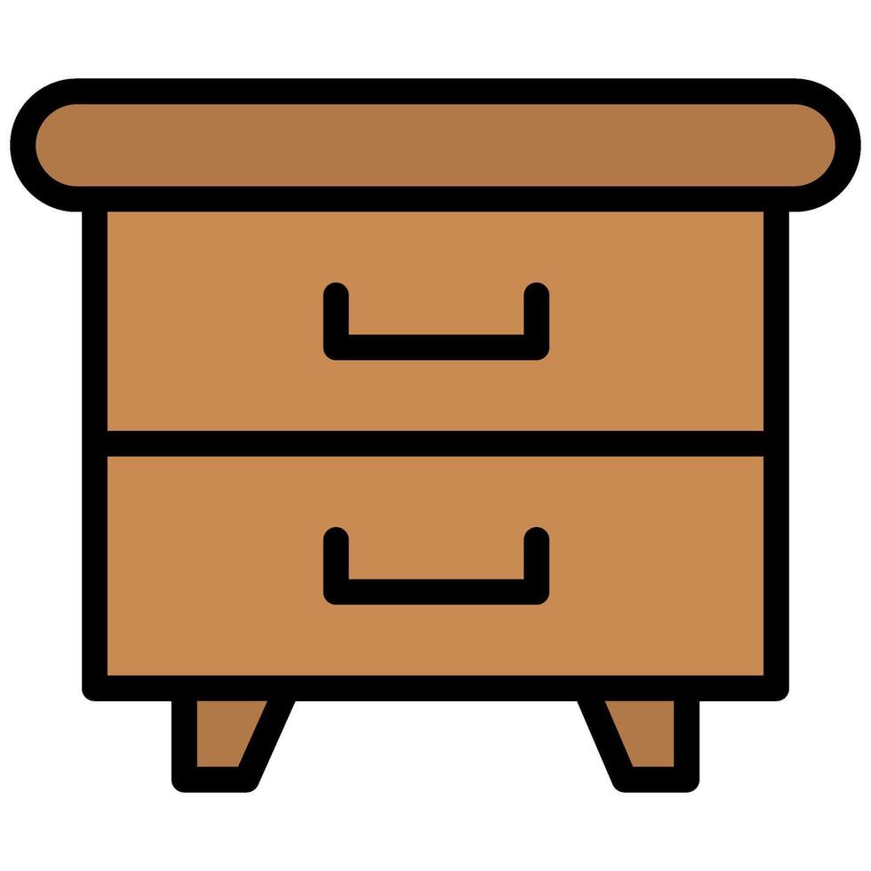 Drawer Icon Outline, Outline Flat Design Style Icon, Furniture Icon vector