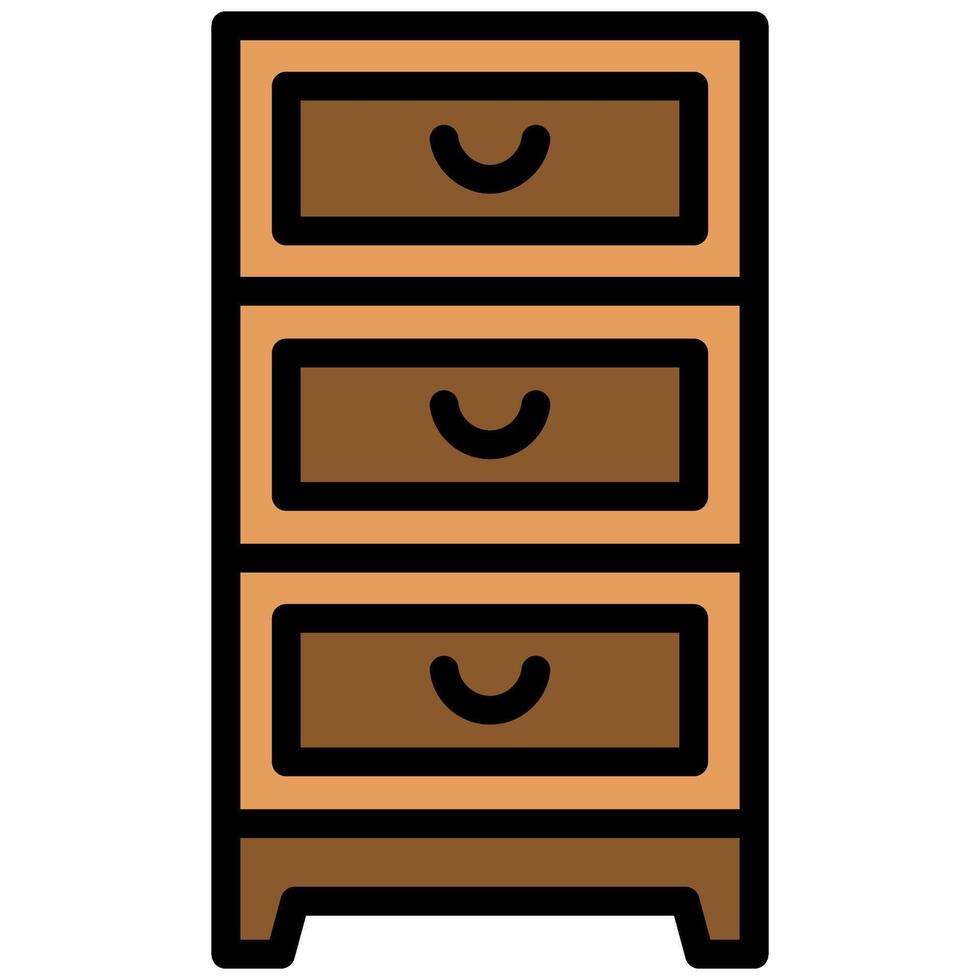 Drawer Icon, Outline Flat Design Style Icon, Furniture Icon vector