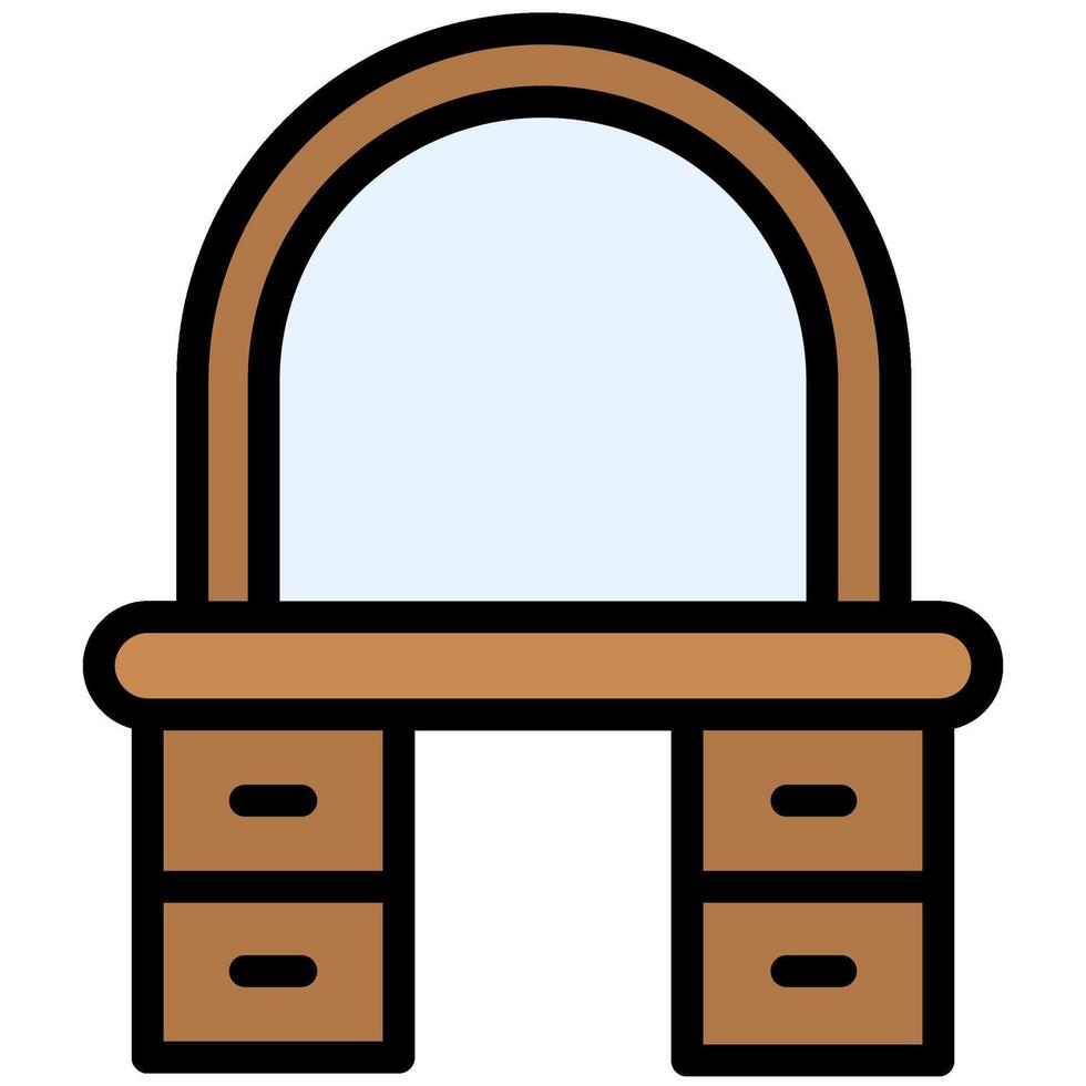 Dressing Table Icon, Outline Flat Design Style Icon, Furniture Icon vector