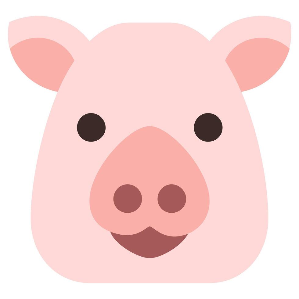 Pig Flat Design Icon, Animal Flat Design Icon Symbol vector