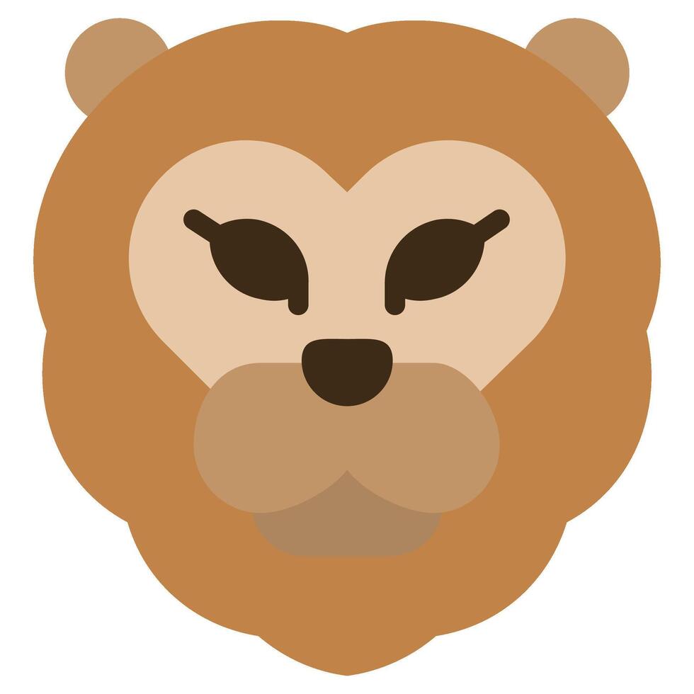 Lion Flat Design Icon, Animal Flat Design Icon Symbol vector