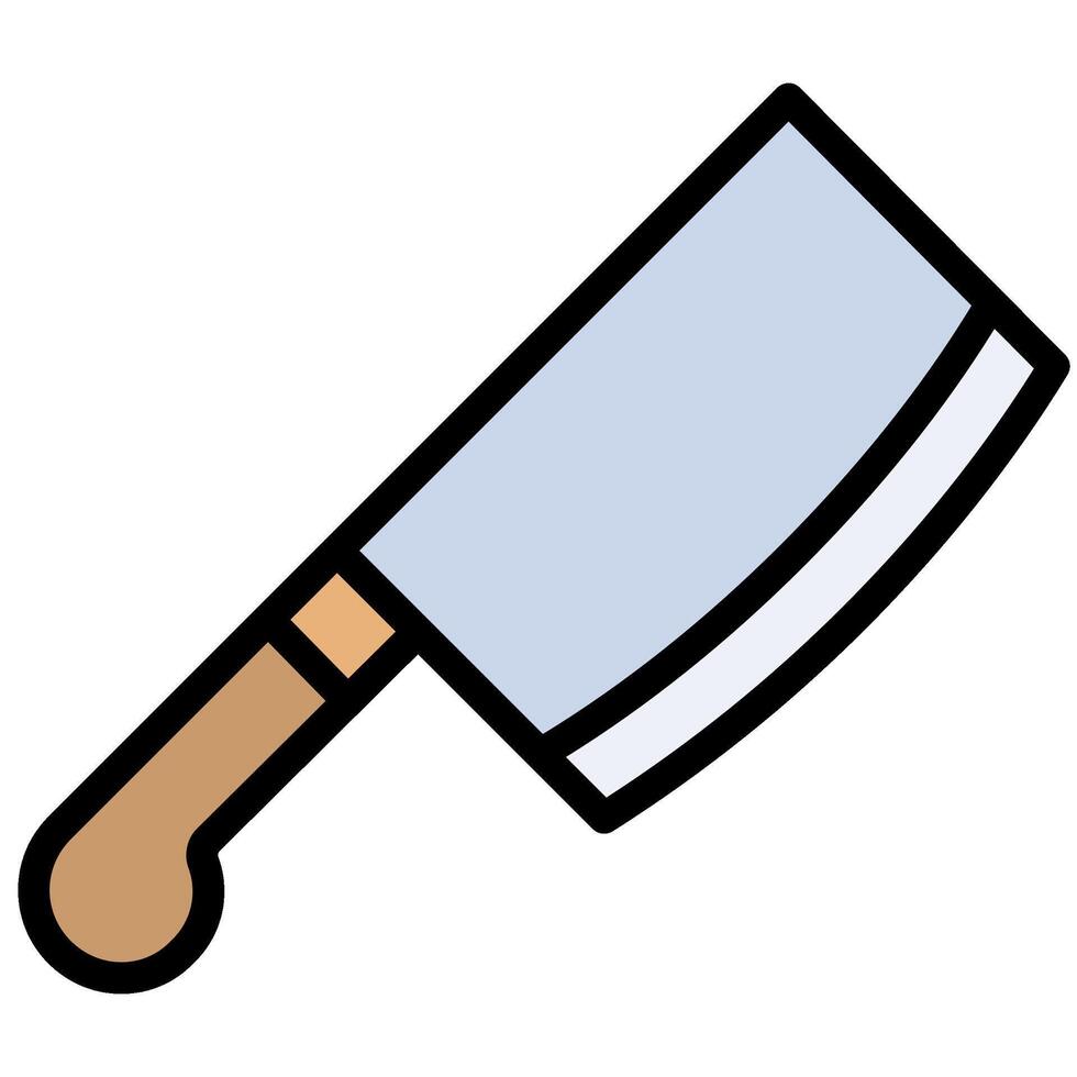 Butcher Knife Outline Flat Design Icon, Cooking And Kitchen Outline Flat Design Icon Symbol vector