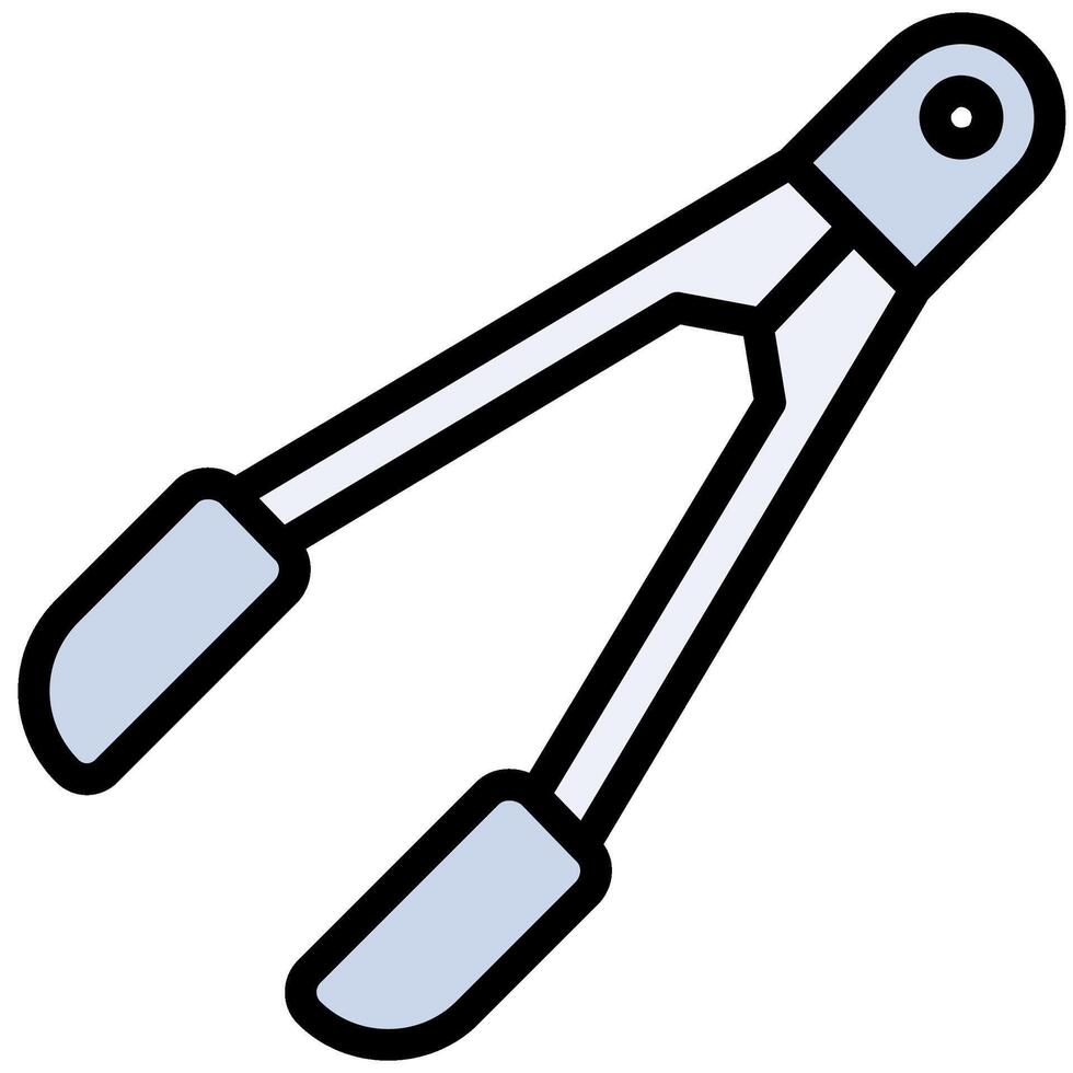 Tongs Outline Flat Design Icon, Cooking And Kitchen Outline Flat Design Icon Symbol vector