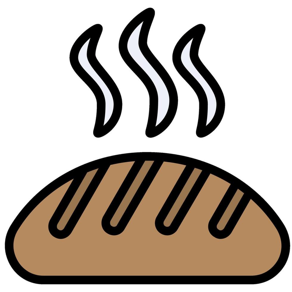 Bread Outline Flat Design Icon, Cooking And Kitchen Outline Flat Design Icon Symbol vector