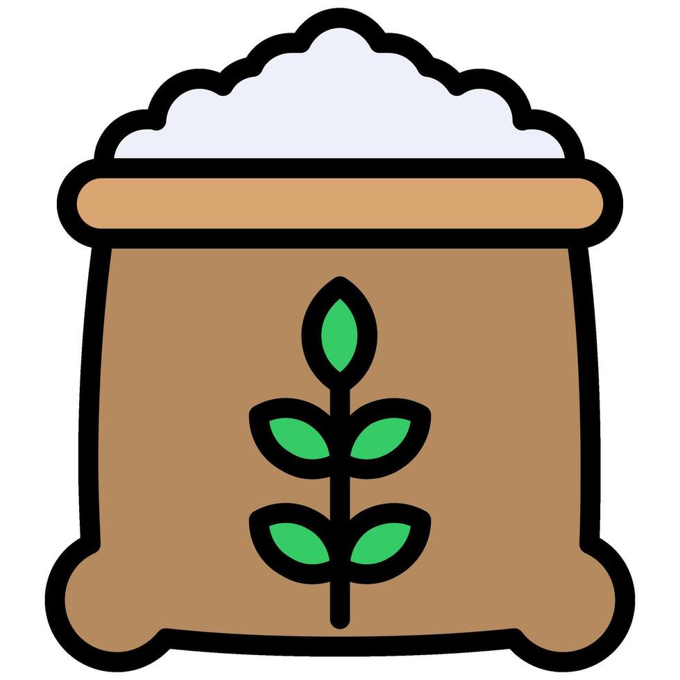 Flour Outline Flat Design Icon, Cooking And Kitchen Outline Flat Design Icon Symbol vector