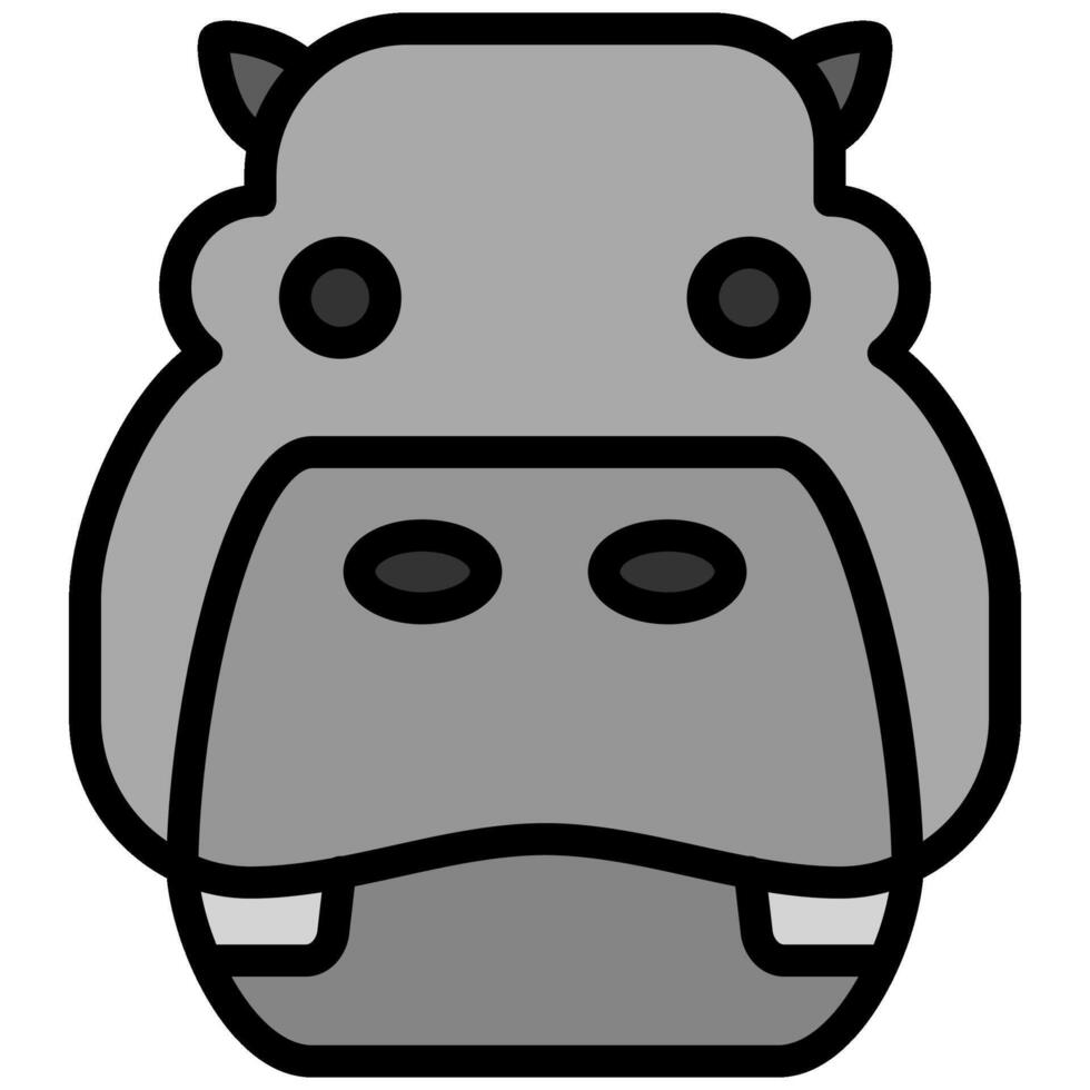 Hippo Outline Flat Design Icon, Animal Outline Flat Design Icon Symbol vector
