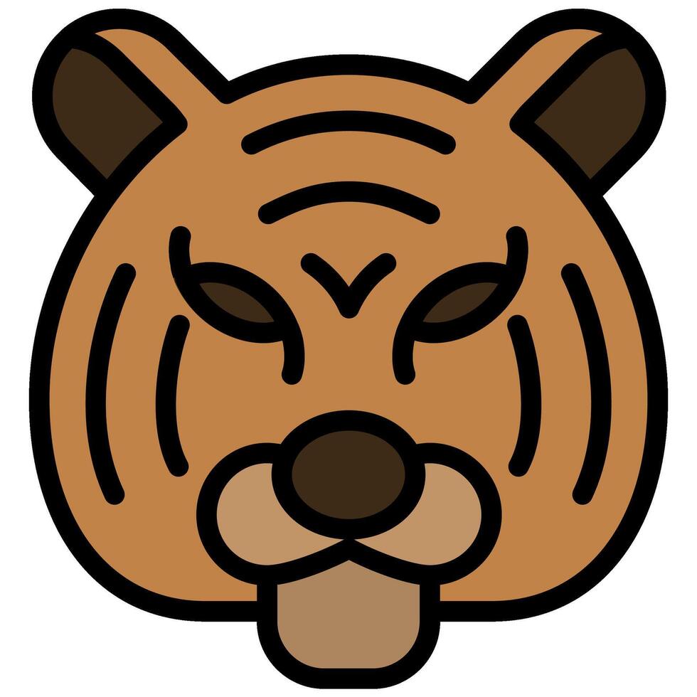 Tiger Outline Flat Design Icon, Animal Outline Flat Design Icon Symbol vector