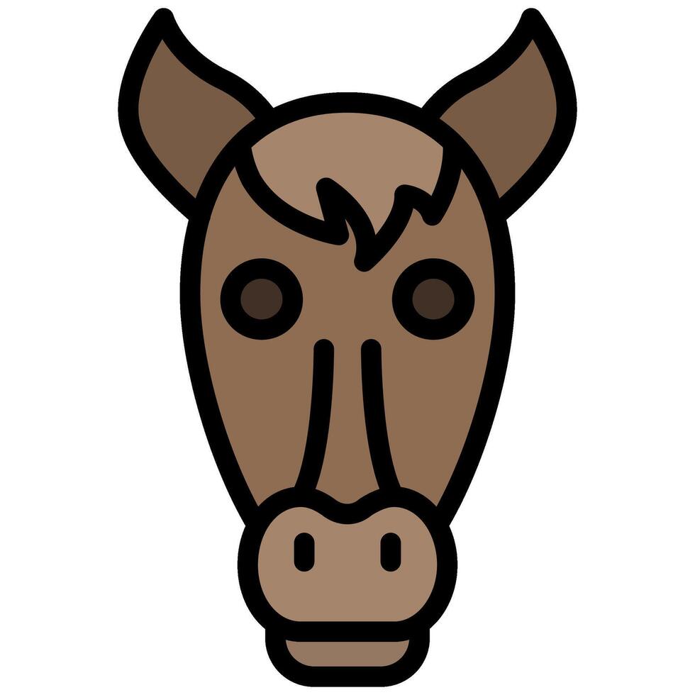 Horse Outline Flat Design Icon, Animal Outline Flat Design Icon Symbol vector
