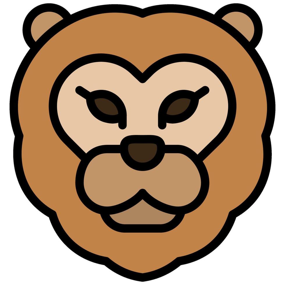 Lion Outline Flat Design Icon, Animal Outline Flat Design Icon Symbol vector