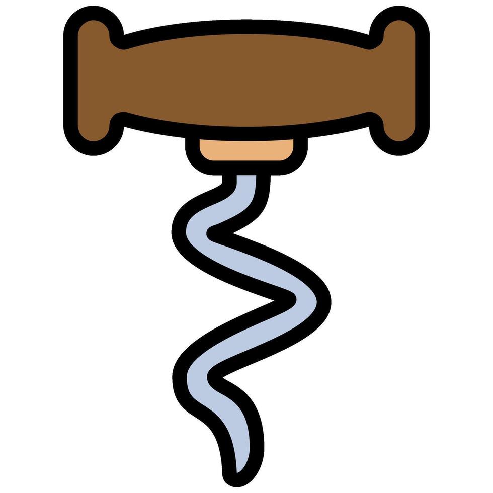 Corkscrew Outline Flat Icon, Solid Color Outline Flat Icon Symbol vector