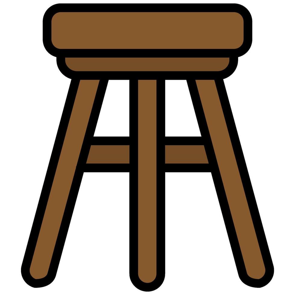 Bar Stool Outline Flat Icon, Solid Color Outline Flat Icon Symbol vector