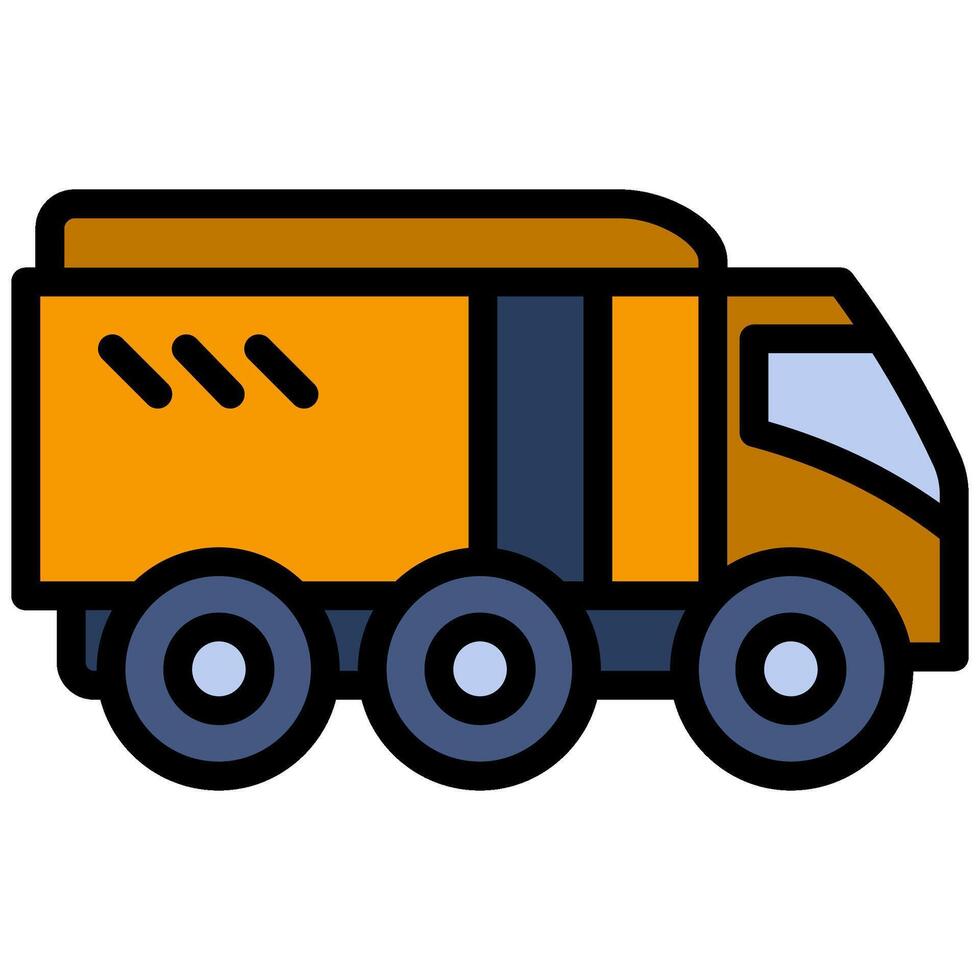 Suction Excavator - Heavy Machinery Outline Flat Design Icon vector