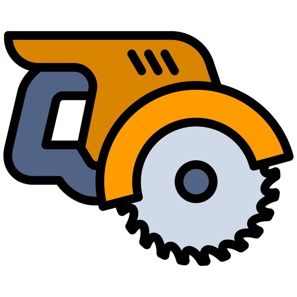 Electric Saw Outline Flat Design Icon - Carpentry Outline Flat Icon vector
