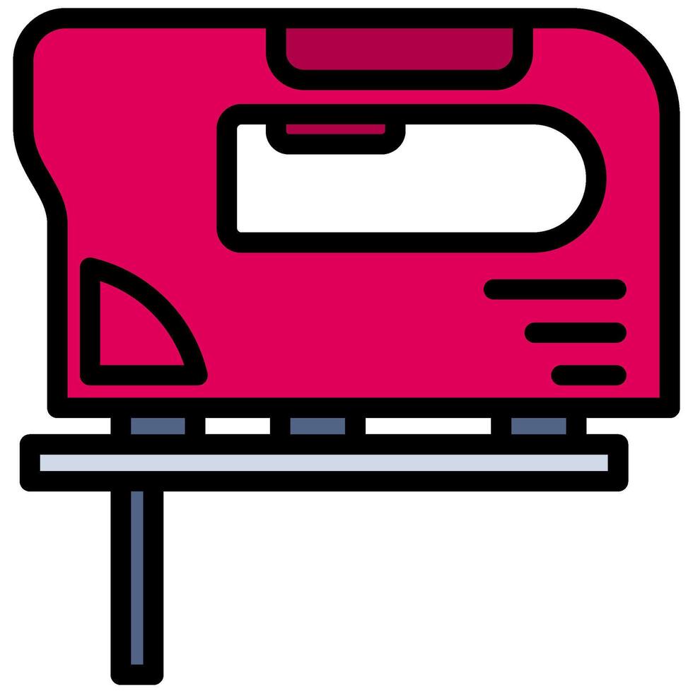 Jig Saw Outline Flat Design Icon - Carpentry Outline Flat Icon vector