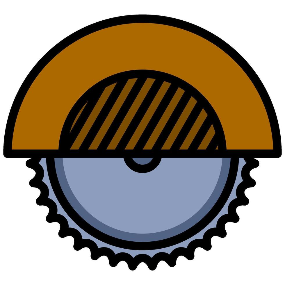 Miter Saw Outline Flat Design Icon - Carpentry Outline Flat Icon vector