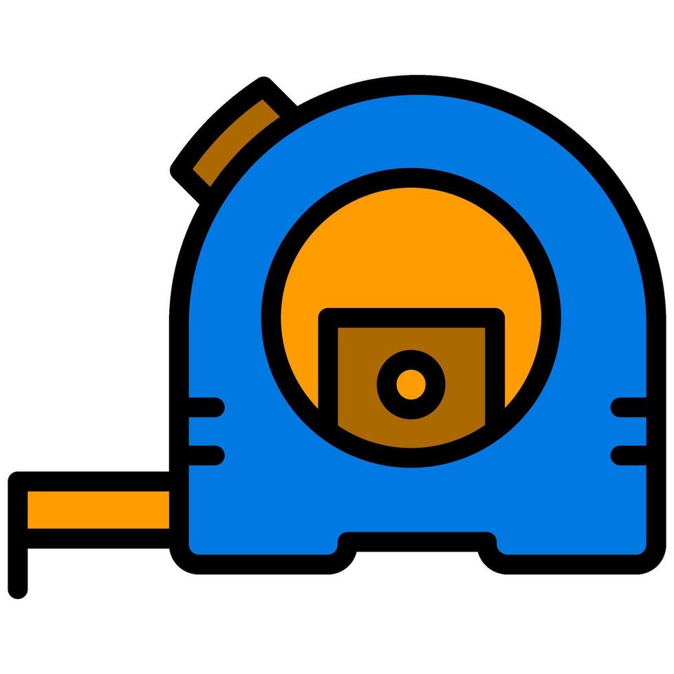 Measuring Tape Outline Flat Design Icon - Carpentry Outline Flat Icon vector