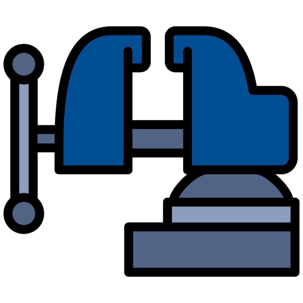 Bench Vice Outline Flat Design Icon - Carpentry Outline Flat Icon vector