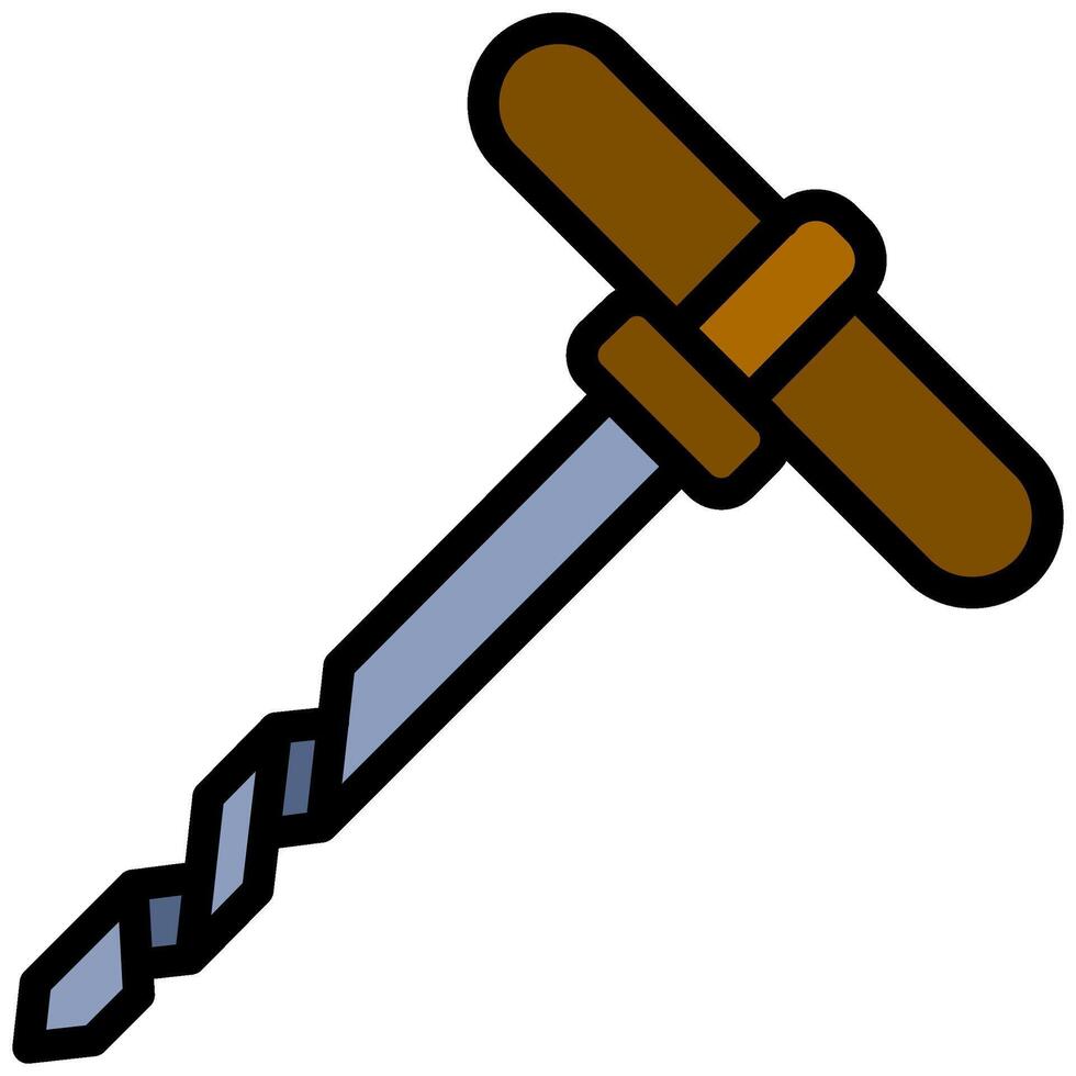 Auger Outline Flat Design Icon - Carpentry Outline Flat Icon vector