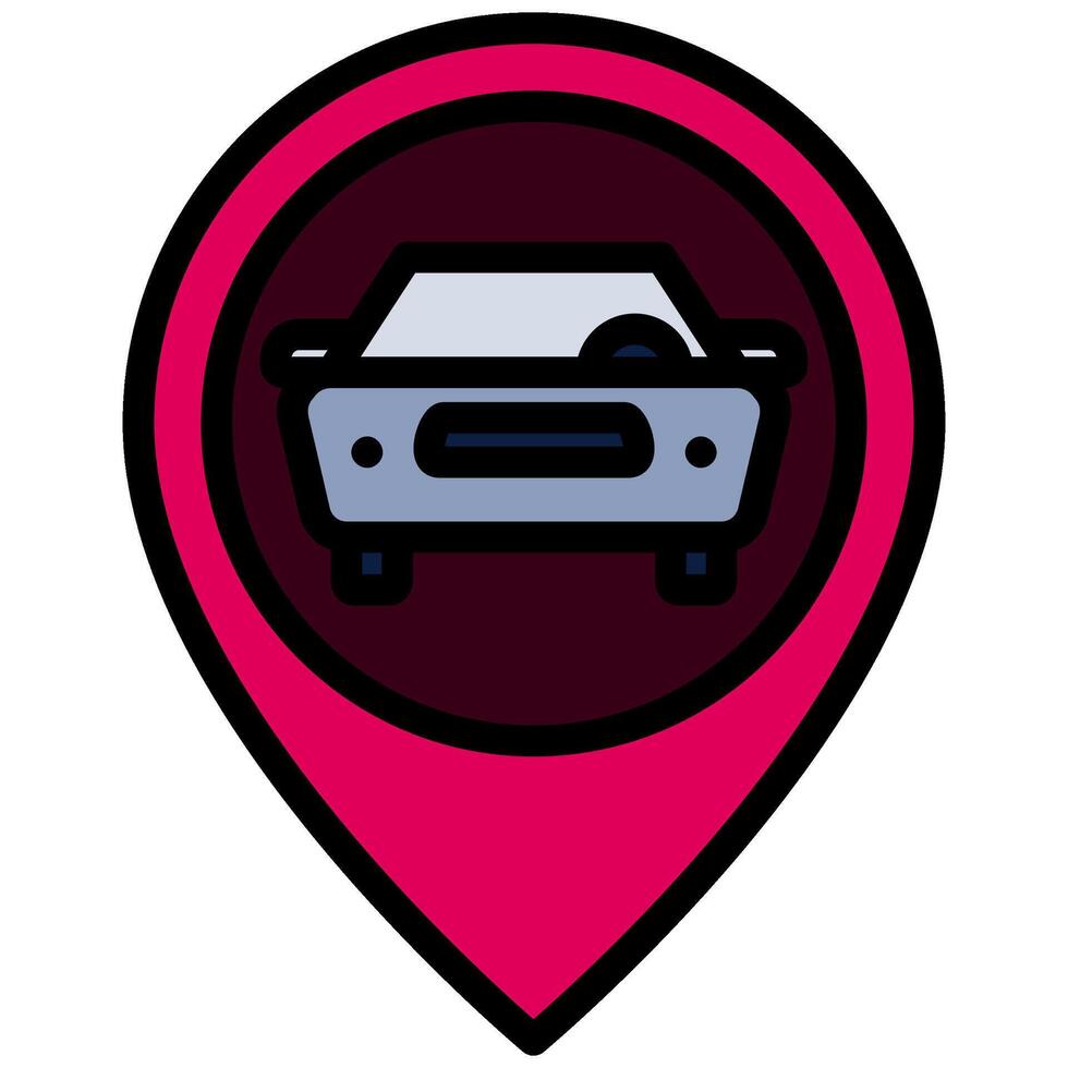 Car Service Location Outline Flat Design Style Icon - Car Service vector