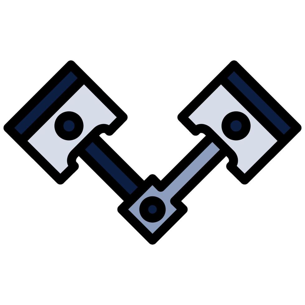 Engine Piston Outline Flat Design Style Icon - Car Service vector