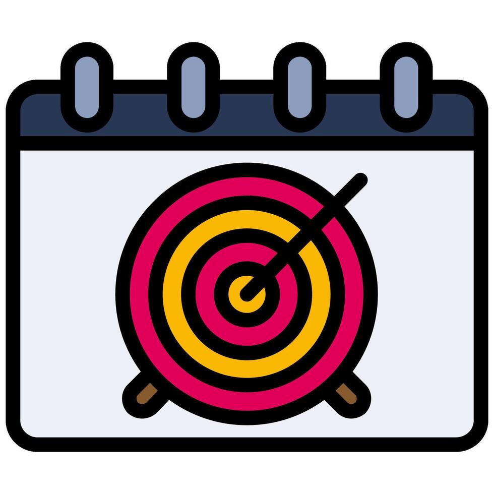 Goal Icon, Target Outline Flat Design Style Icon, Outline Flat Design Style Icon Symbol vector