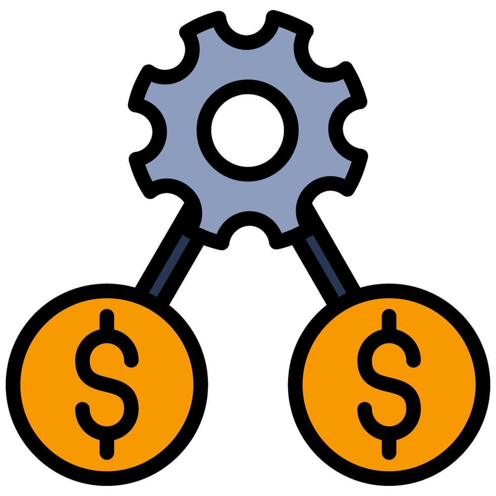 Gear Dollar Outline Flat Design Style Icon, Outline Flat Design Style Icon Symbol vector