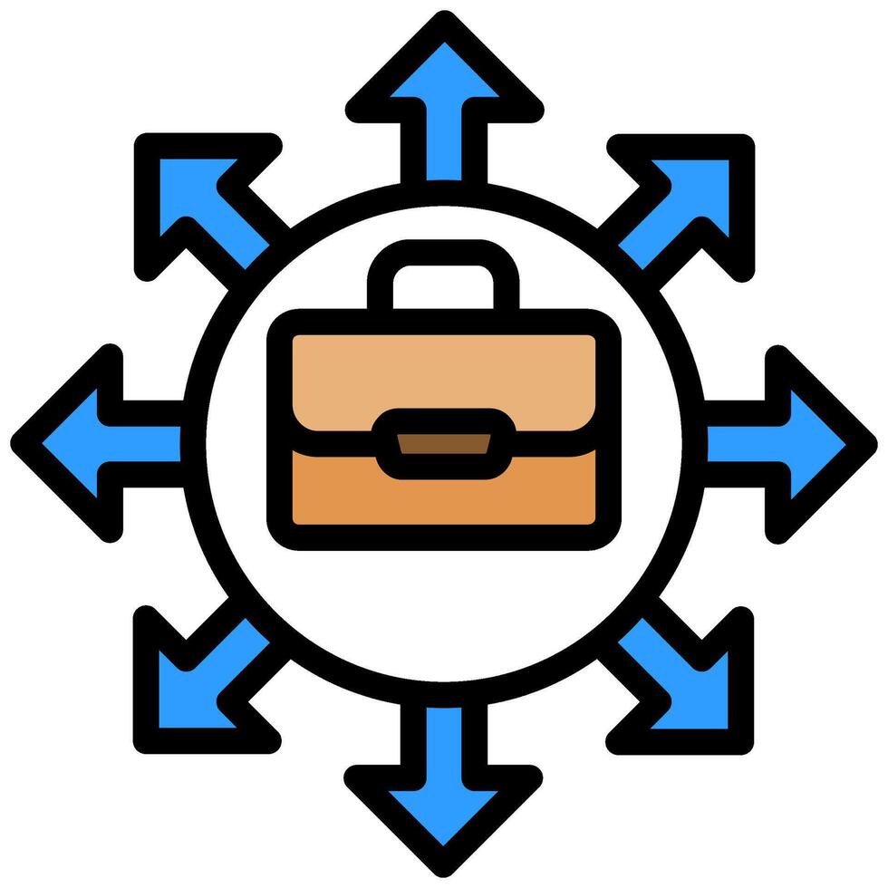 Briefcase Job Outline Flat Design Style Icon, Outline Flat Design Style Icon Symbol vector