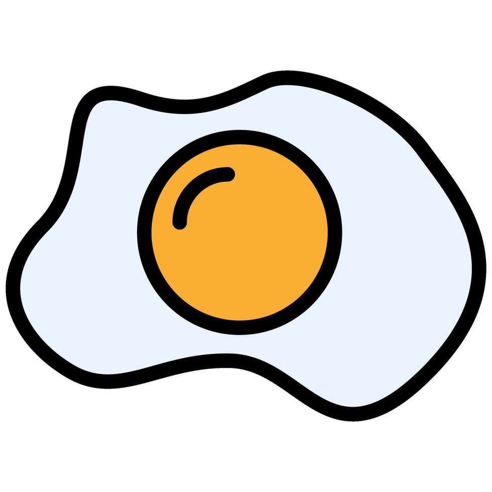 Fried Egg Icon, Outline Flat Design Style Icon, Restaurant Element Icon Collection vector