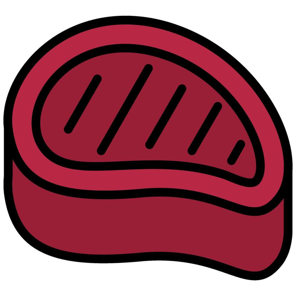 Meat Icon, Outline Flat Design Style Icon, Restaurant Element Icon Collection vector