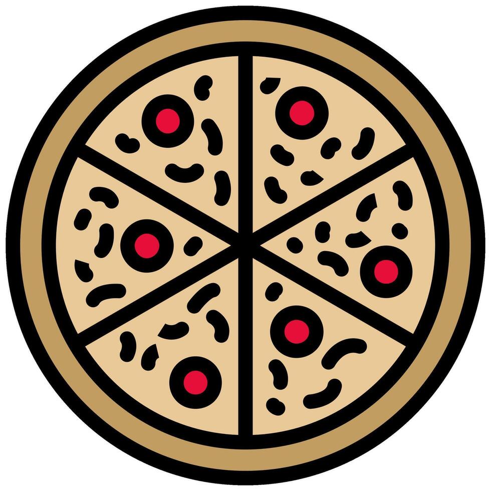 Pizza Icon, Outline Flat Design Style Icon, Restaurant Element Icon Collection vector