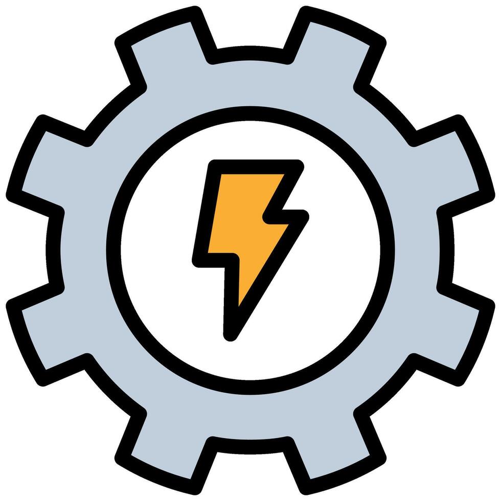 Thunder With Gear Icon, Flat Design Style Icon Icon Symbol vector