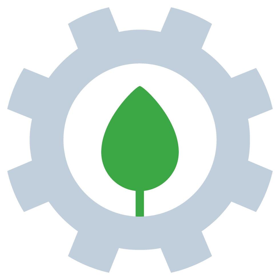 Gear Leaf Flat Icon, Flat Design Style Flat Icon Symbol vector