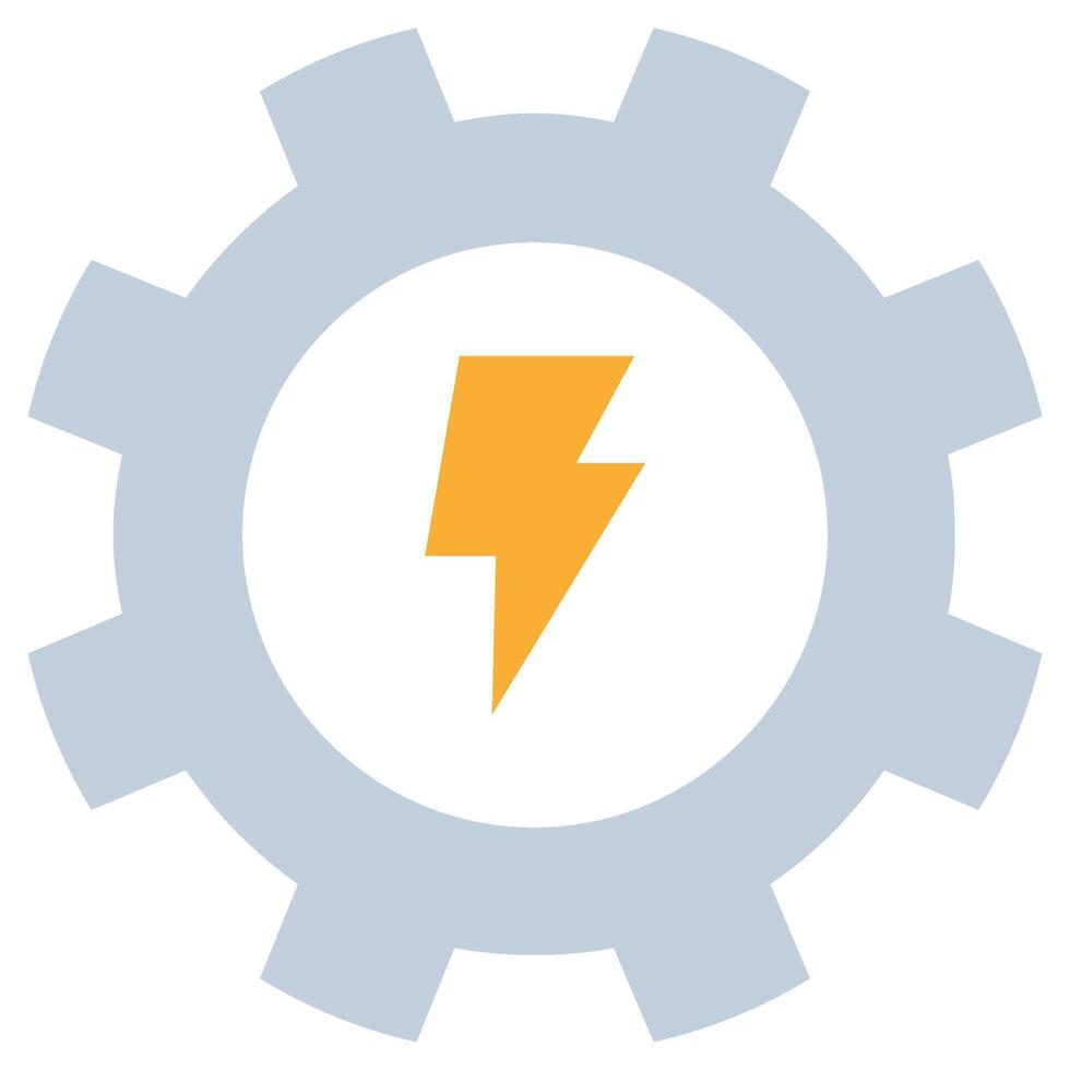 Thunder With Gear Flat Icon, Flat Design Style Flat Icon Symbol vector