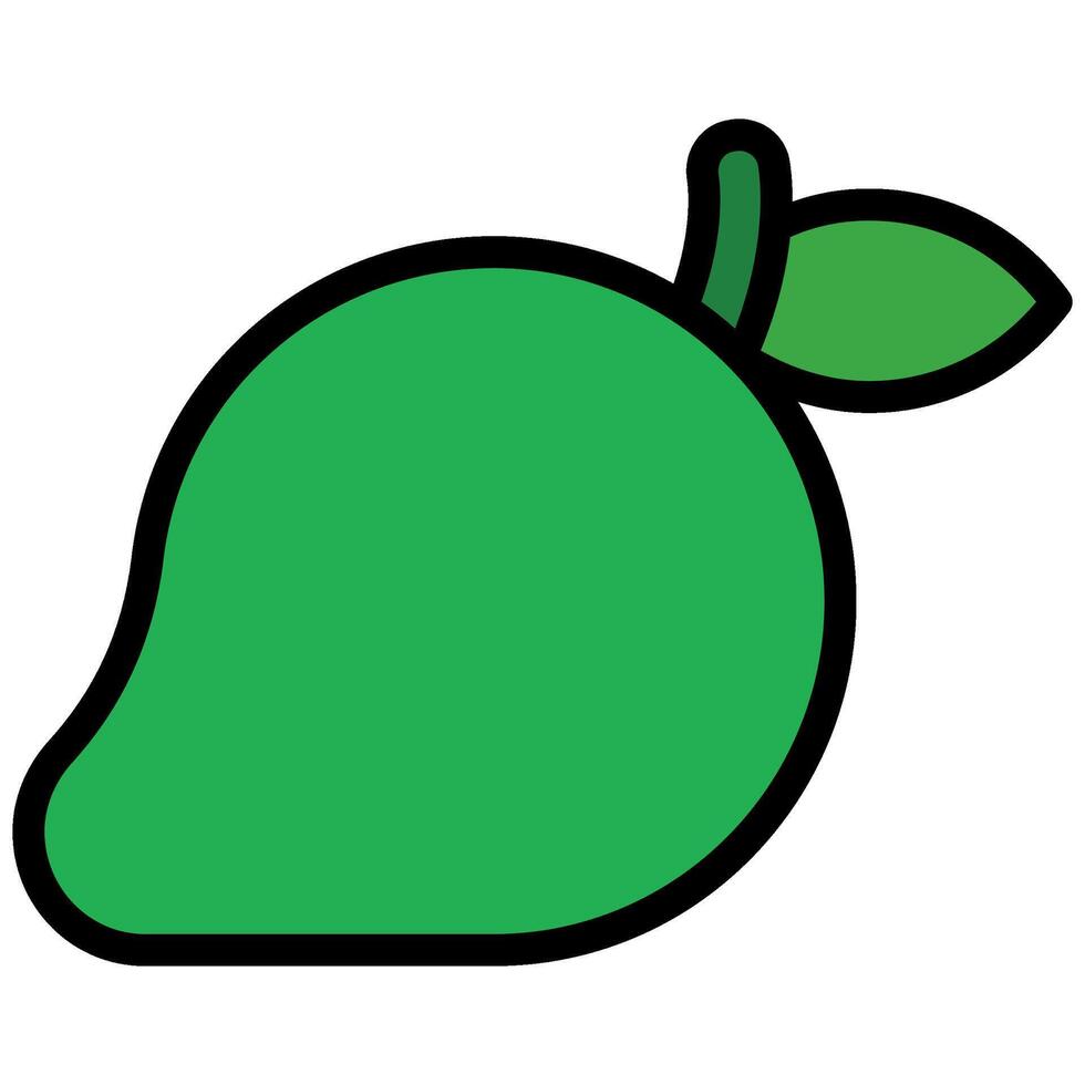 Mango Icon, Fruit and Vegetable Outline Flat Design Icon Symbol vector