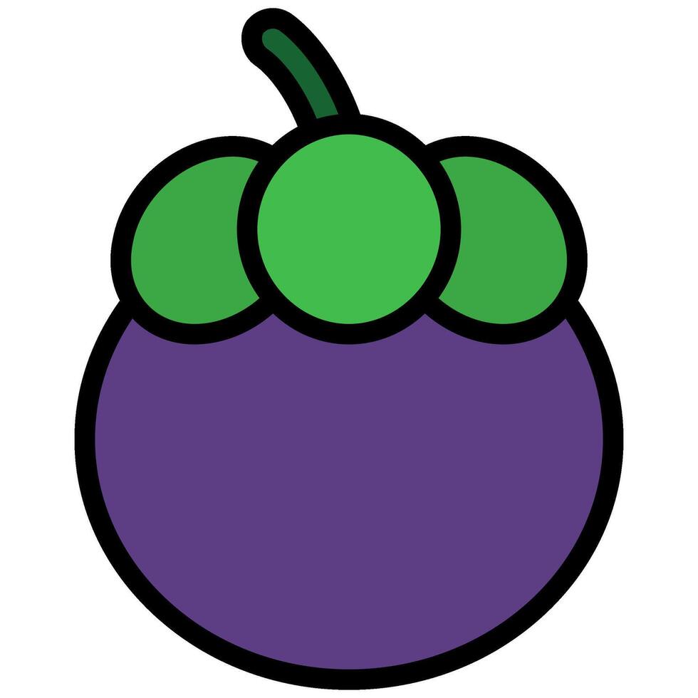 Mangosteen Icon, Fruit and Vegetable Outline Flat Design Icon Symbol vector