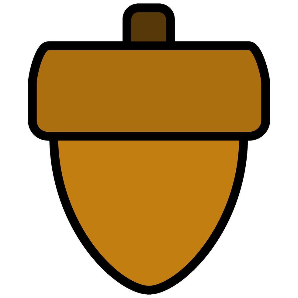 Acorn Icon, Fruit and Vegetable Outline Flat Design Icon Symbol vector