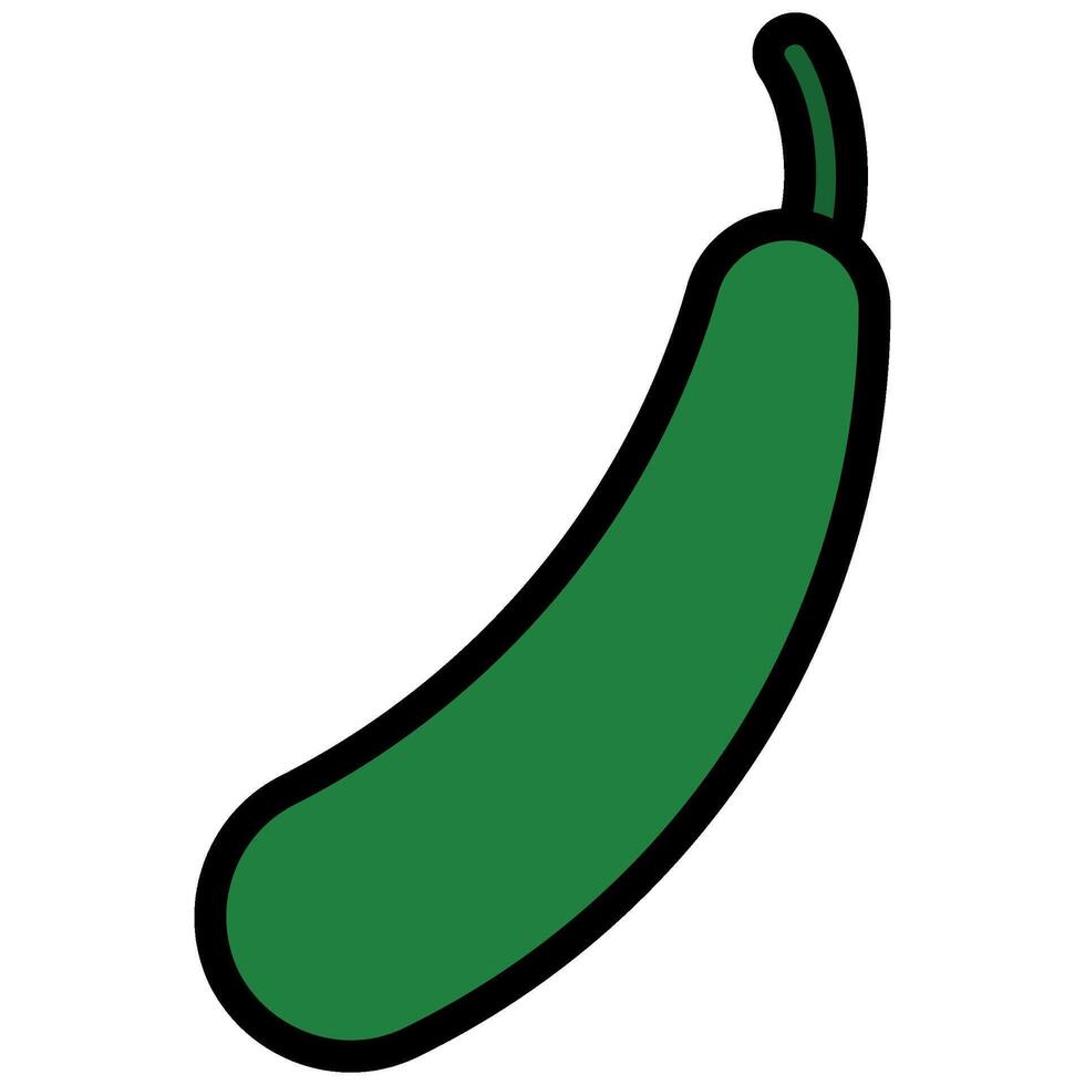 Cucumber Icon, Fruit and Vegetable Outline Flat Design Icon Symbol vector