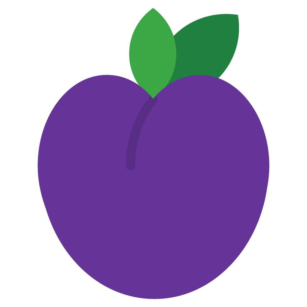 Plum Icon, Fruit and Vegetable Flat Design Icon Symbol vector