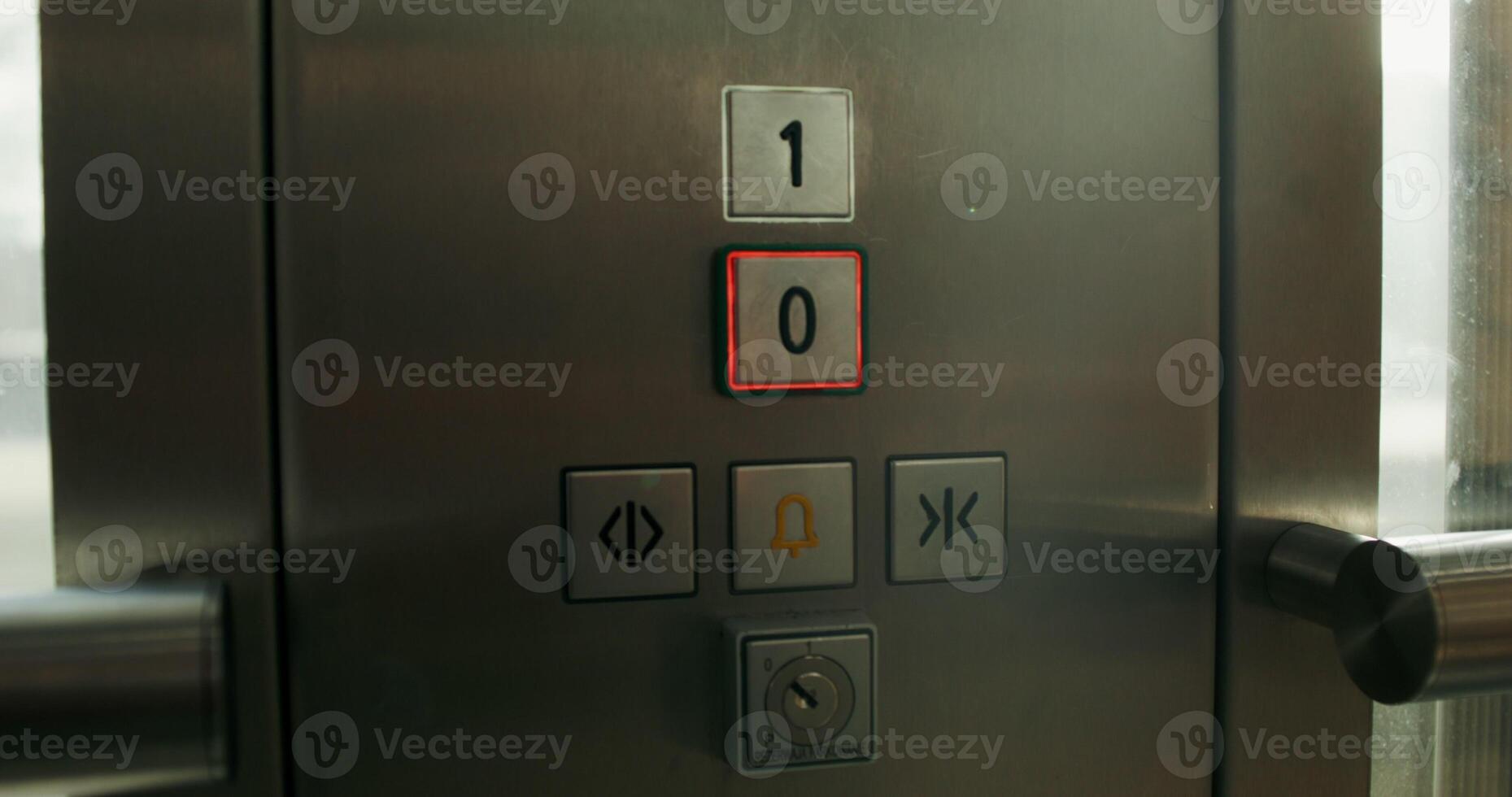 Close-up of the floor selection buttons in the elevator, there are no people photo