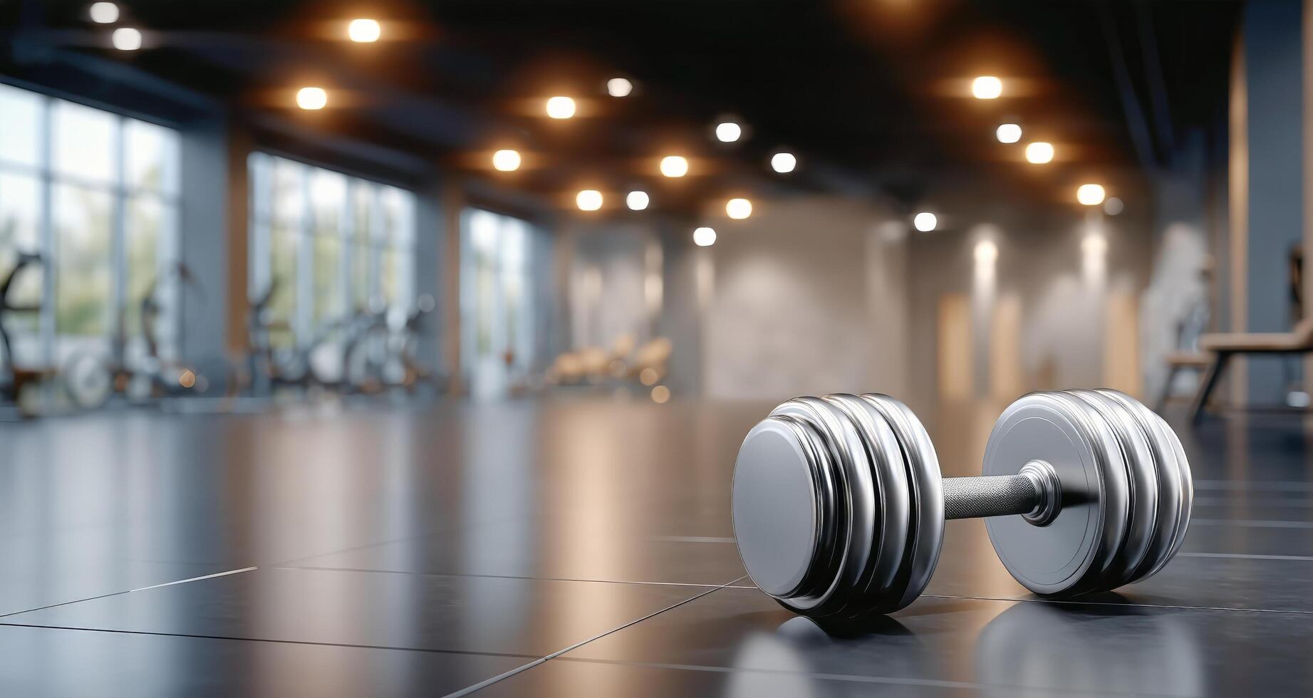 Weight Lifting Equipment in a Modern Gym With Bright Lighting and Exercise Machines photo