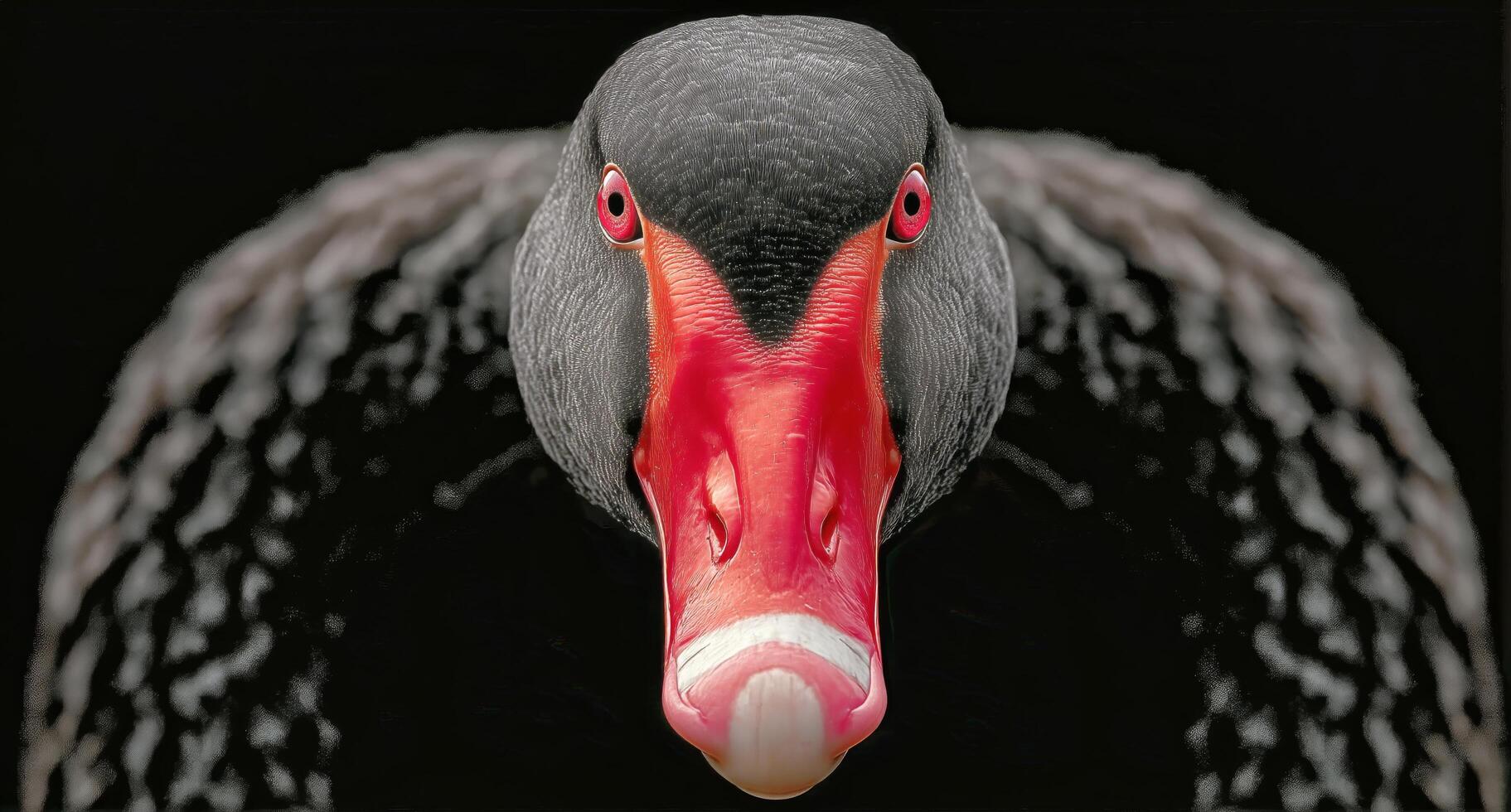 Close-up View of a Striking Waterfowl With Vibrant Colors and Distinct Features photo