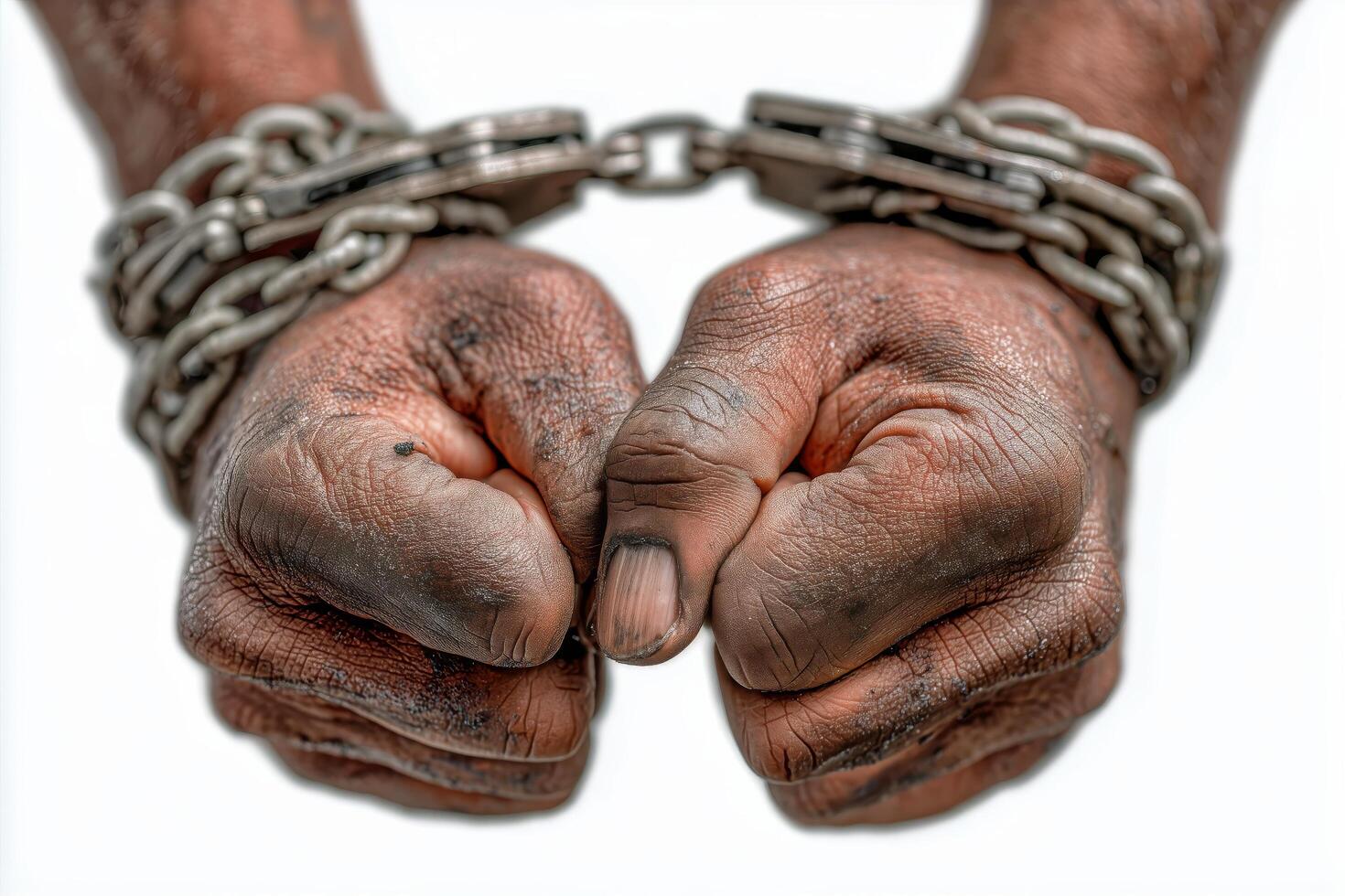 Captured Hands in Strong Shackles Demonstrating Bondage and Restraint photo