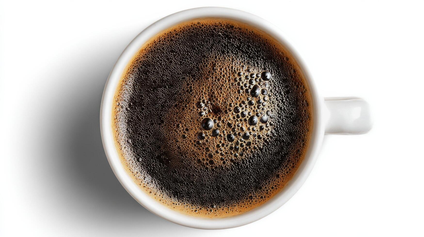 Coffee Brews With Rich Bubbles in a White Cup Against a Simple Background photo